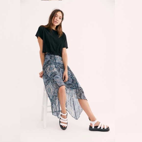 NWOT Free People Diamond Heart pleated skirt - Picture 2 of 7